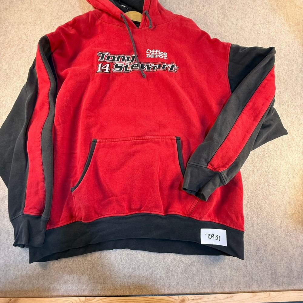 NASCAR Tony Stewart 14 Office Depot Winners Circle Hoodie Mens XXL Red Black